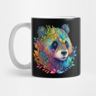 Sunset and Colorful funnyPanda, floral tattoo, panda bear rainbow color, colored Mug